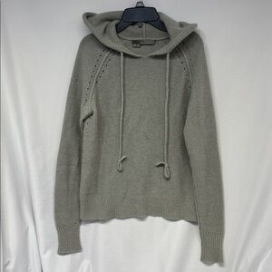 360 Cashmere Light Gray Knit Hoodie long sleeve sweater size xs